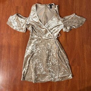NWOT Forever 21 Champagne Velvet Fit and Flare Skater Dress